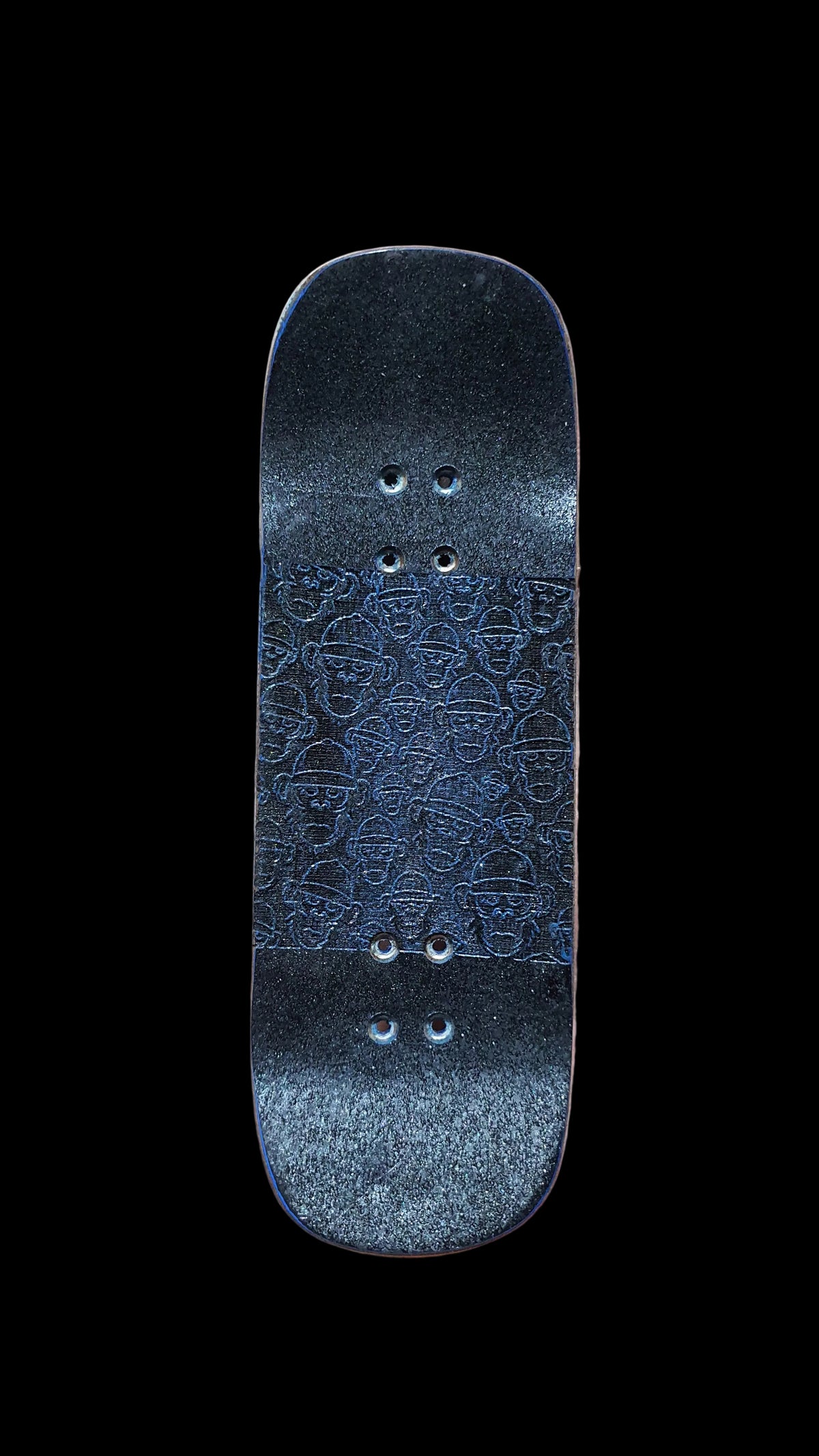 Cosa Nostra fingerboard deck underside with textured dark grip surface and four mounting holes