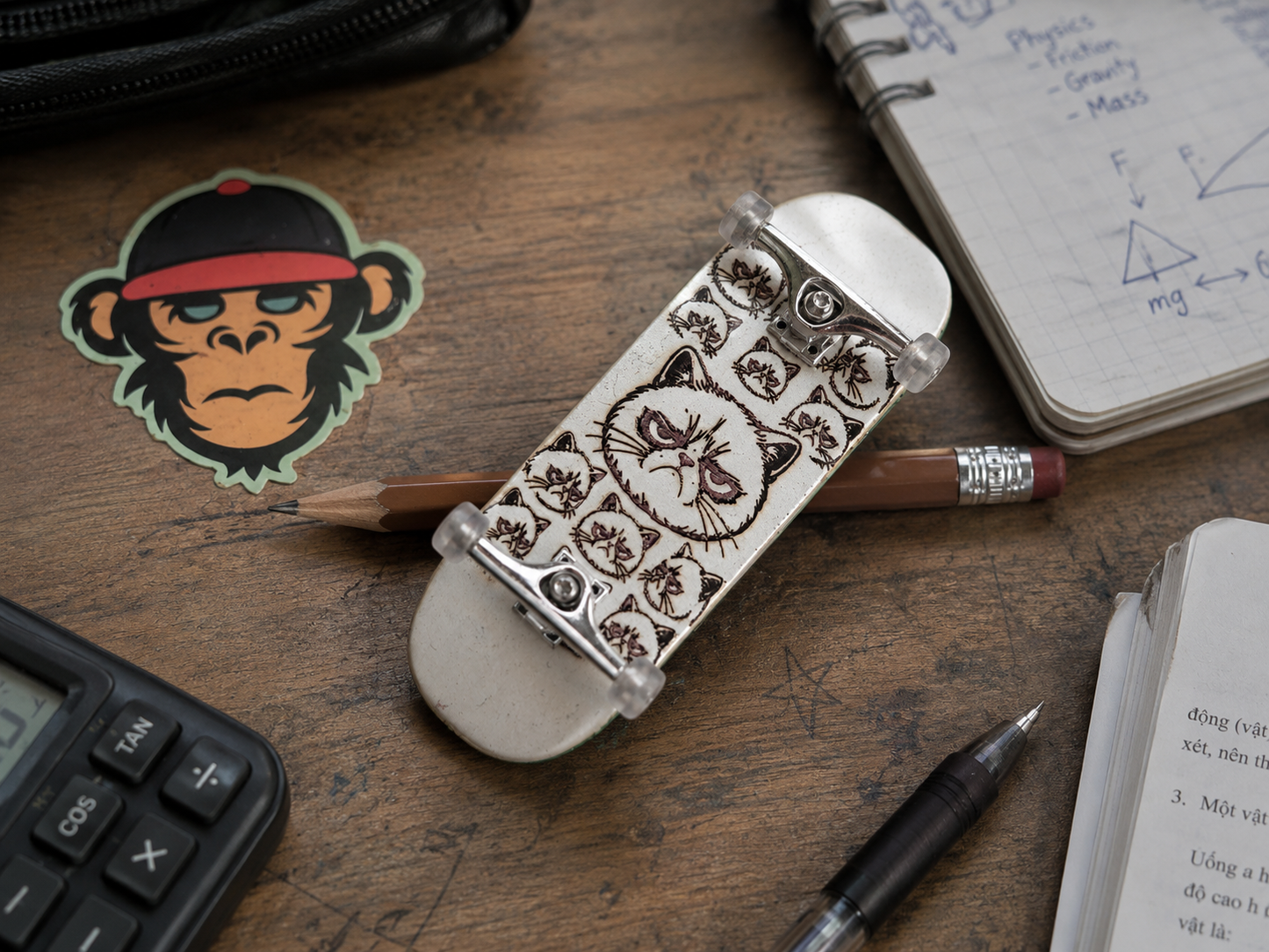 5ply Maple - Grumpy Cat Fingerboard - 34mm * 98mm - Popsicle - Medium