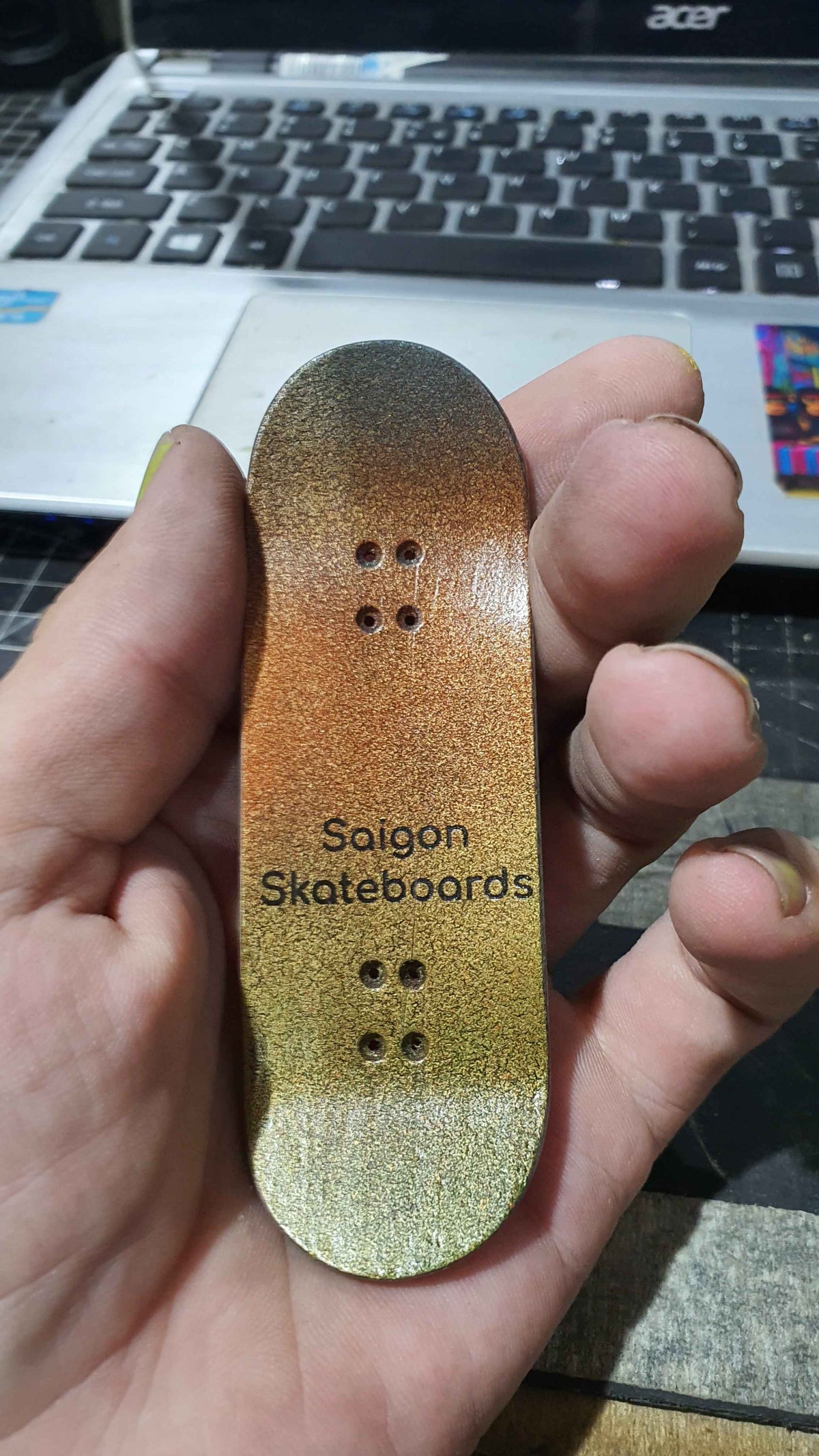 Saigon Skateboards 5-ply Canadian Maple Fingerboard 32mmx98mm Popsicle "Face"