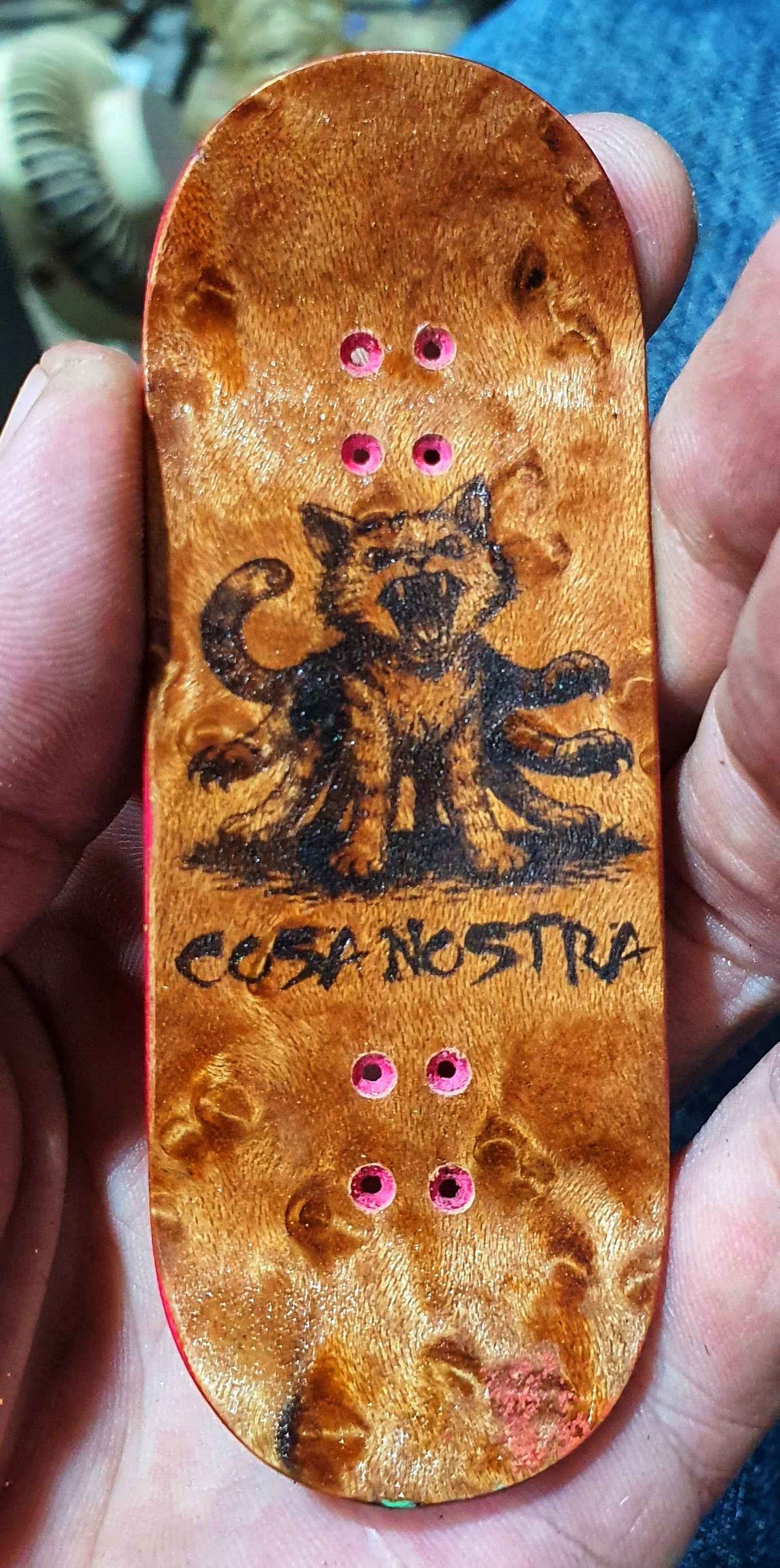 Cosa Nostra Handmade 34mm Burl Smiley Fingerboard