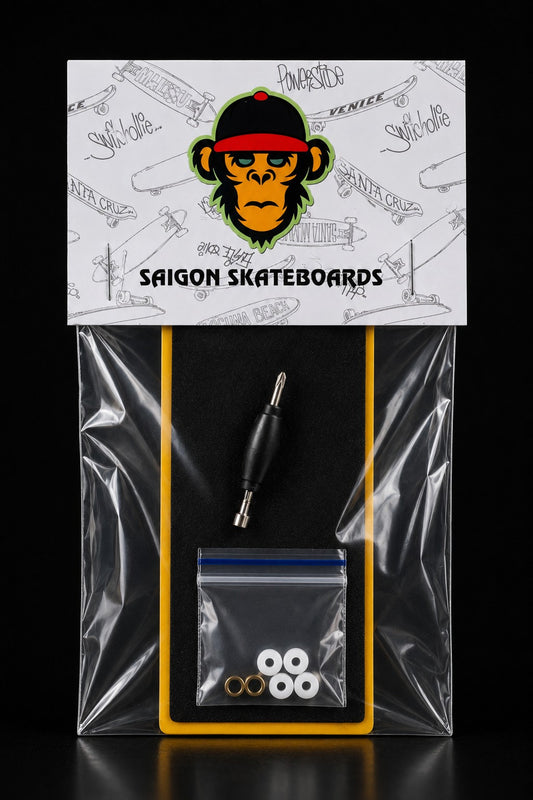 Standard Combo Fingerboard Accessories: Foam + Black Tool + 70A Bushing (Black, White and Orange)