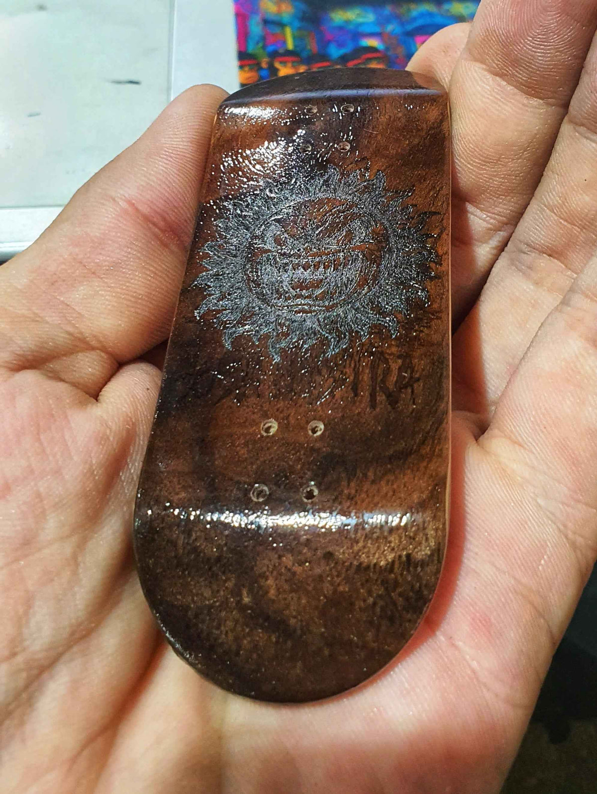 Cosa Nostra Handmade "Hateful Sun" 34mm Fingerboard. NFC enabled.