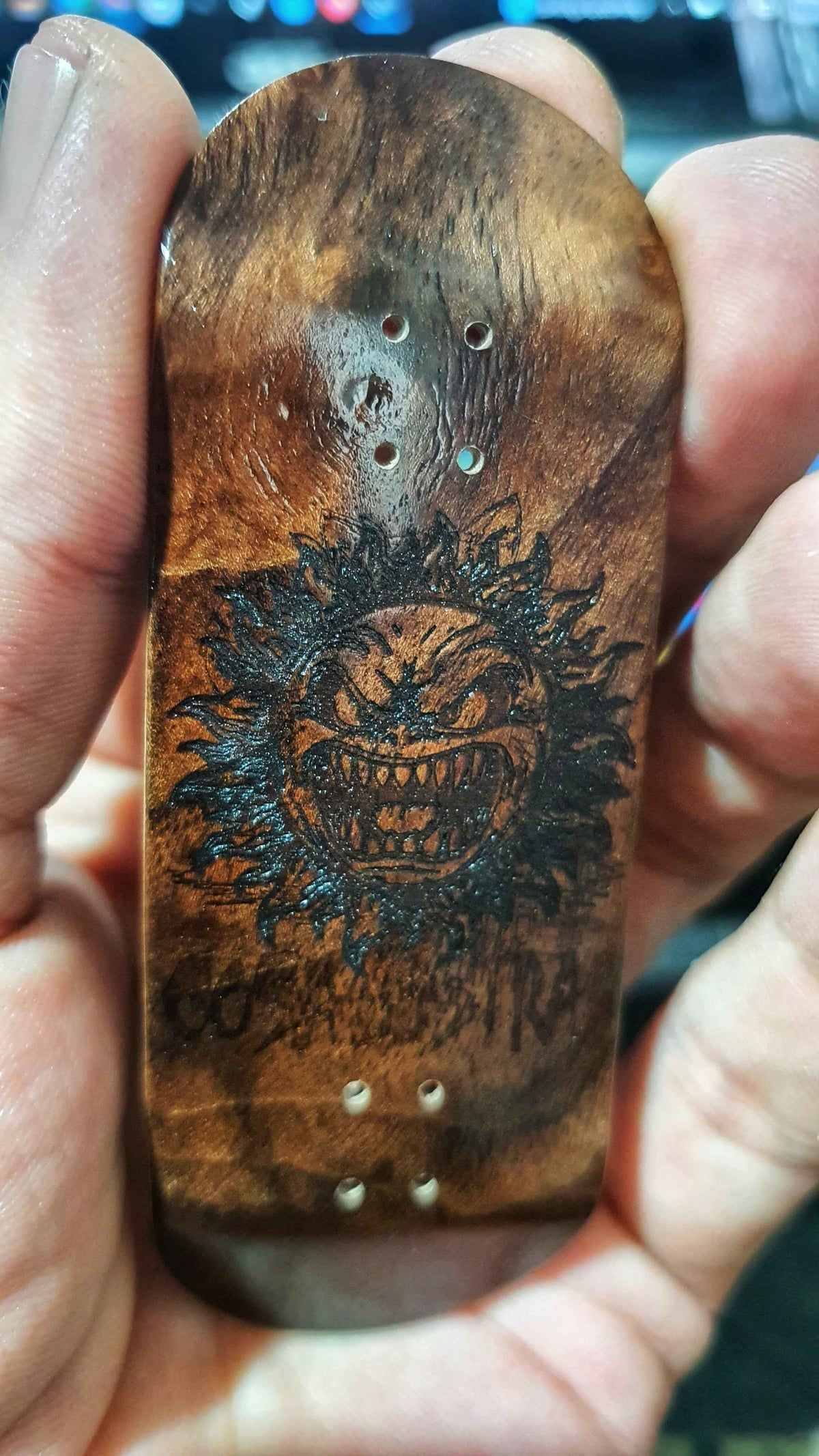 Cosa Nostra Handmade "Hateful Sun" 34mm Fingerboard. NFC enabled.