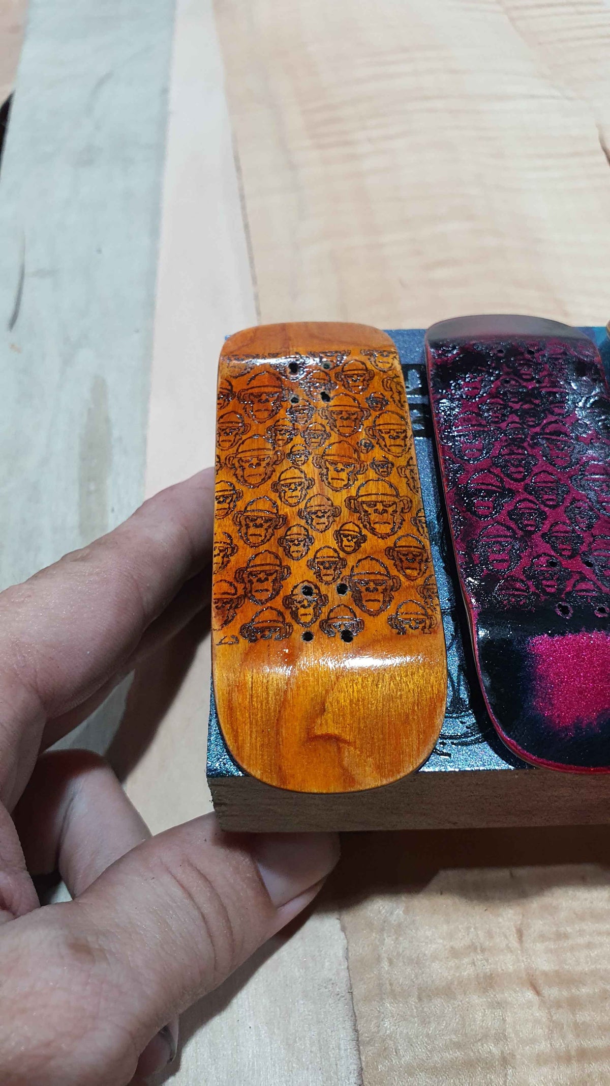 Cosa Nostra Handmade "Monkey Army" 34mm Fingerboard. NFC Enabled
