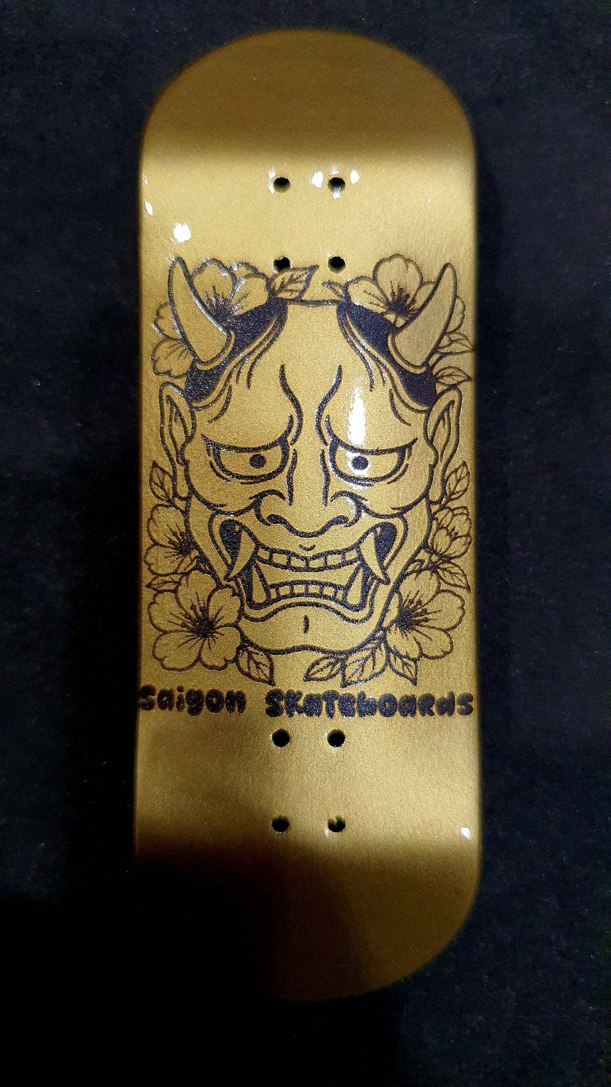 Saigon Skateboards "Gold Hannya" 32mm Fingerboard Deck