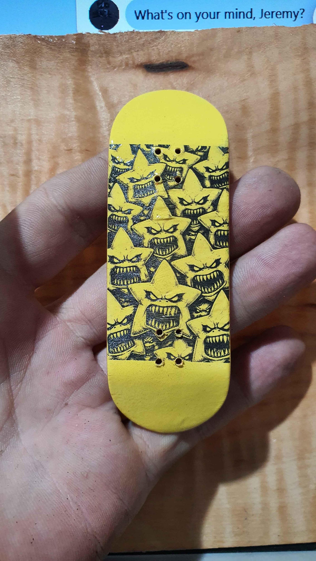 Cosa Nostra Stars handmade fingerboard deck, full length view