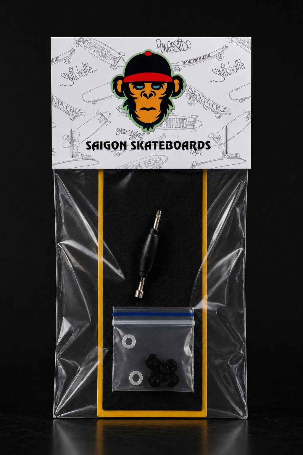 Standard Combo Fingerboard Accessories: Foam + Black Tool + 70A Bushing (Black, White and Orange)