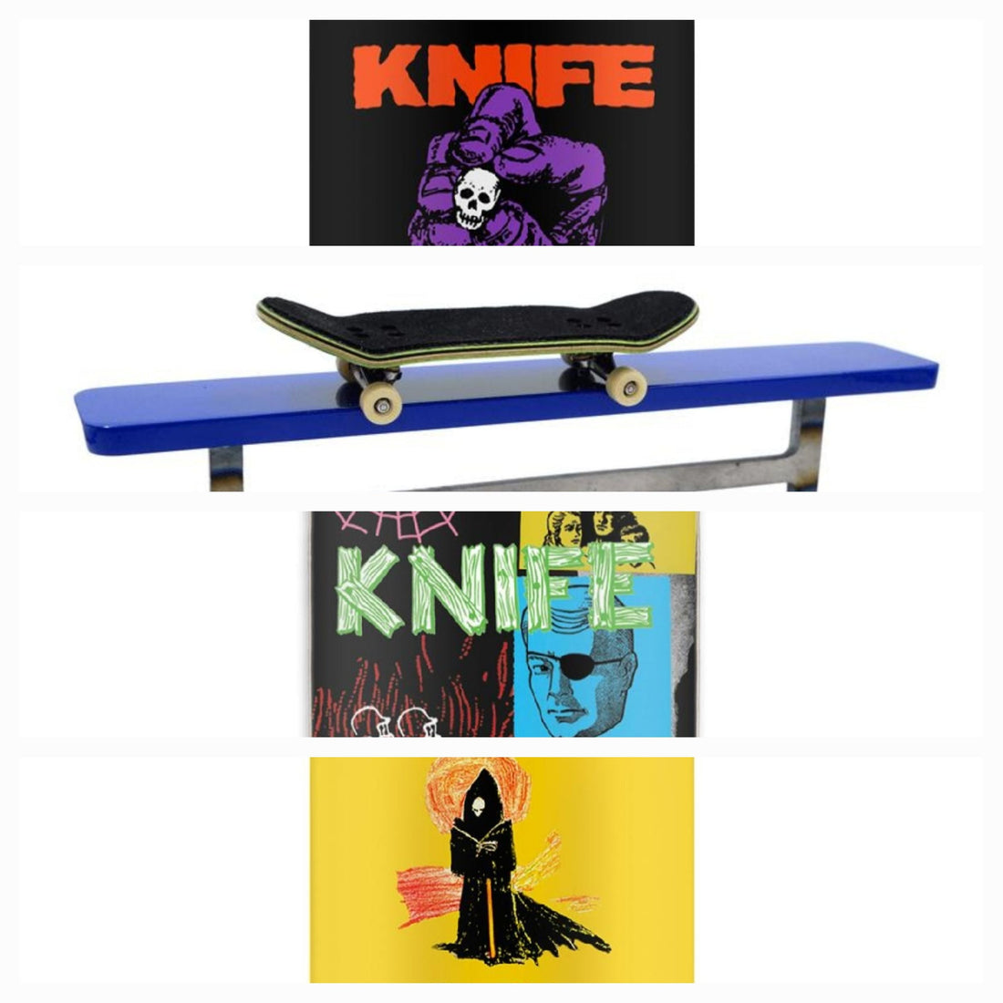 KNIFE MFG LOT #040: New Decks, Dark Graphics and the Blue Line Bench