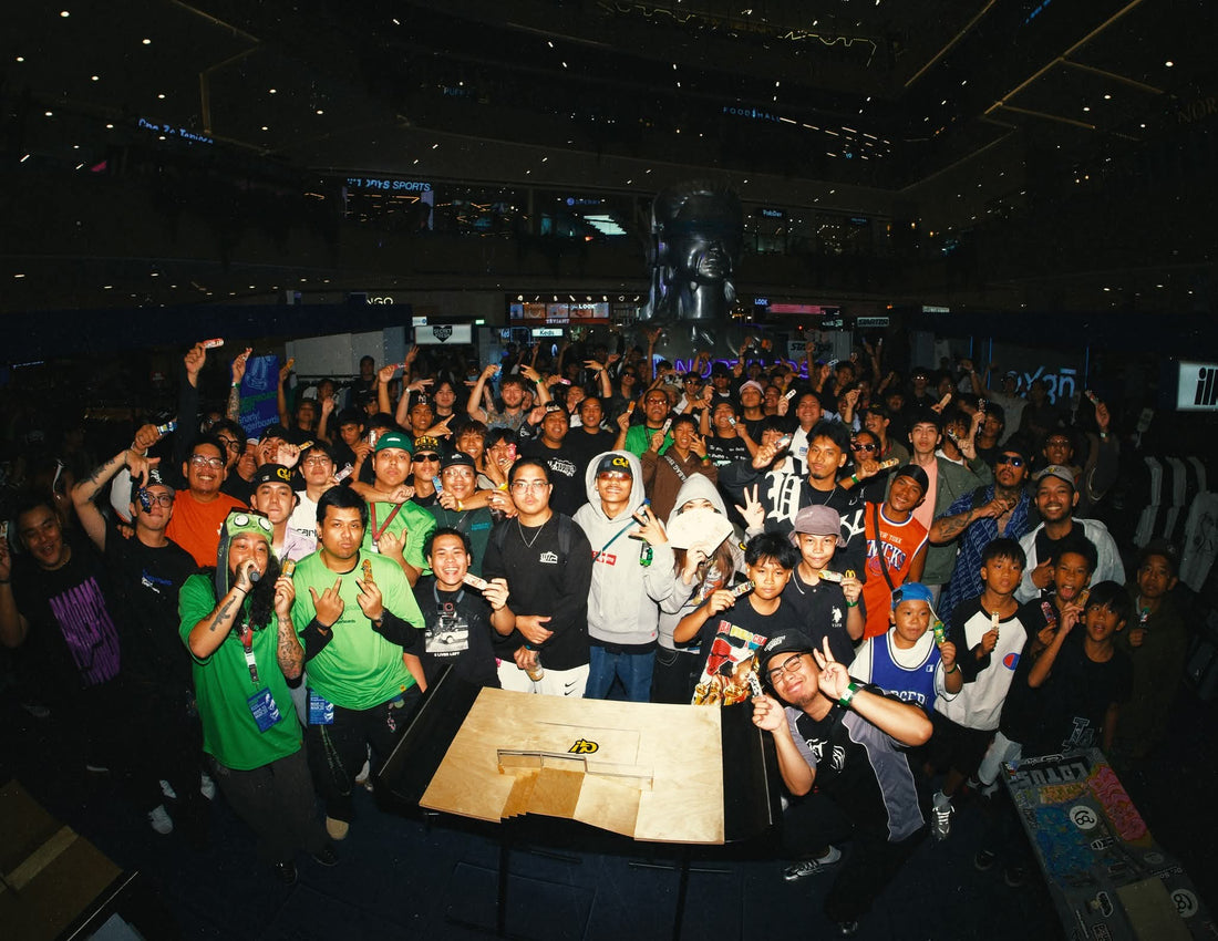 Packed fingerboard competition at a Philippine event with riders and spectators