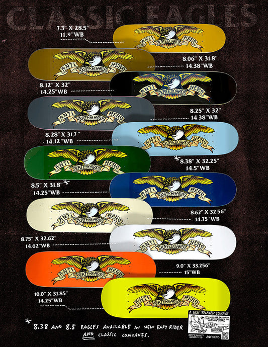 Anti Hero Skateboards deck graphics from the 2026 fall catalogue