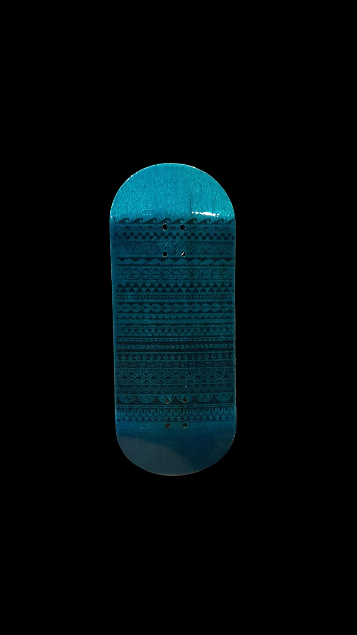 Blue fingerboard deck with textured center pattern and 4 mounting holes