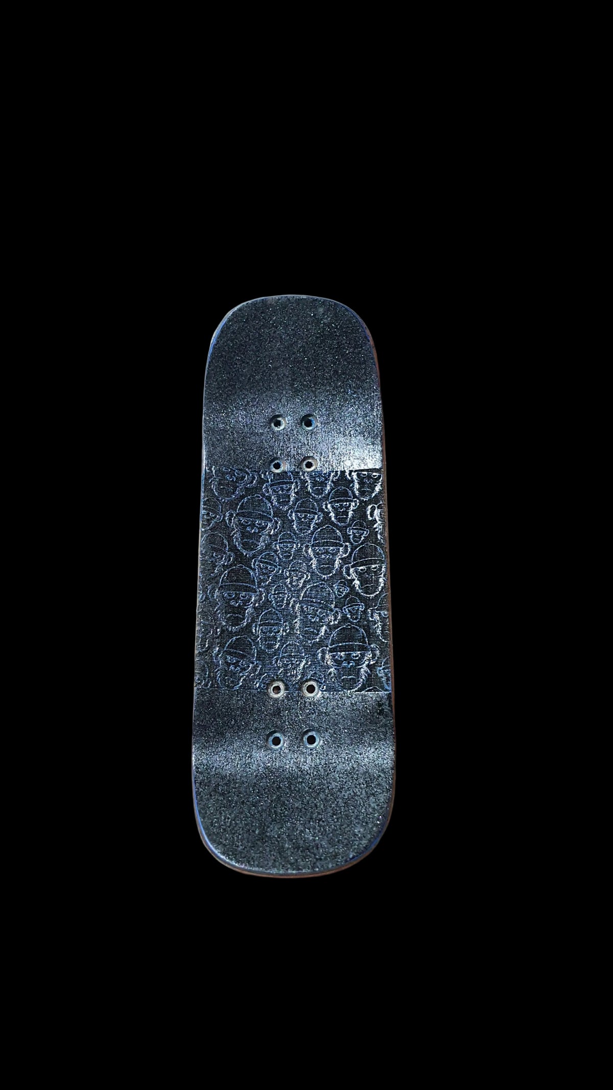 Cosa Nostra fingerboard deck underside with patterned grip and visible mounting holes