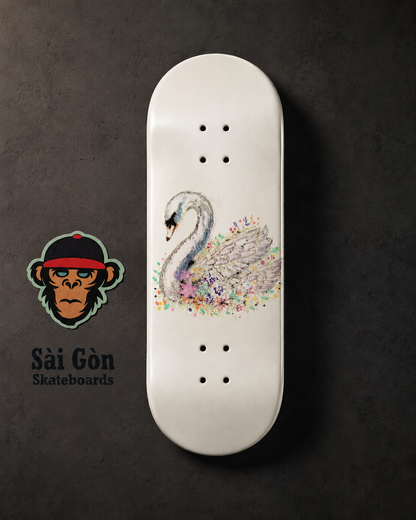 Floral Swan 5ply Maple Fingerboard Deck - 33mm * 96mm - Popsicle - Medium