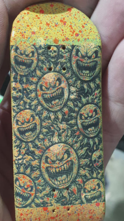 Saigon Skateboards 5-ply Canadian Maple Fingerboard Skateboard 33mmx97mm Popsicle Shape Custom 1 of 1 "Scare Bears"