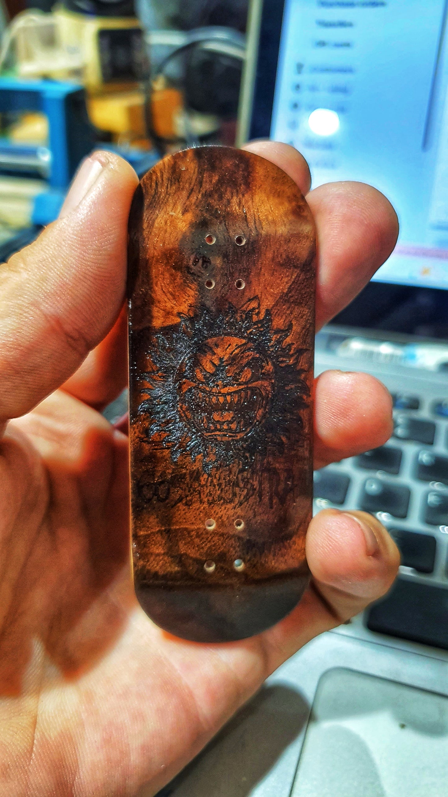 Cosa Nostra Handmade "Hateful Sun" 34mm Fingerboard. NFC enabled.