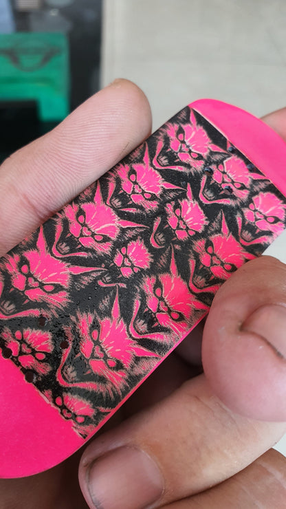 Saigon Skateboards "Pink cats" 5-ply Canadian Maple Fingerboard 33.3mmx98mm popsicle shape. Medium kicks and concave.