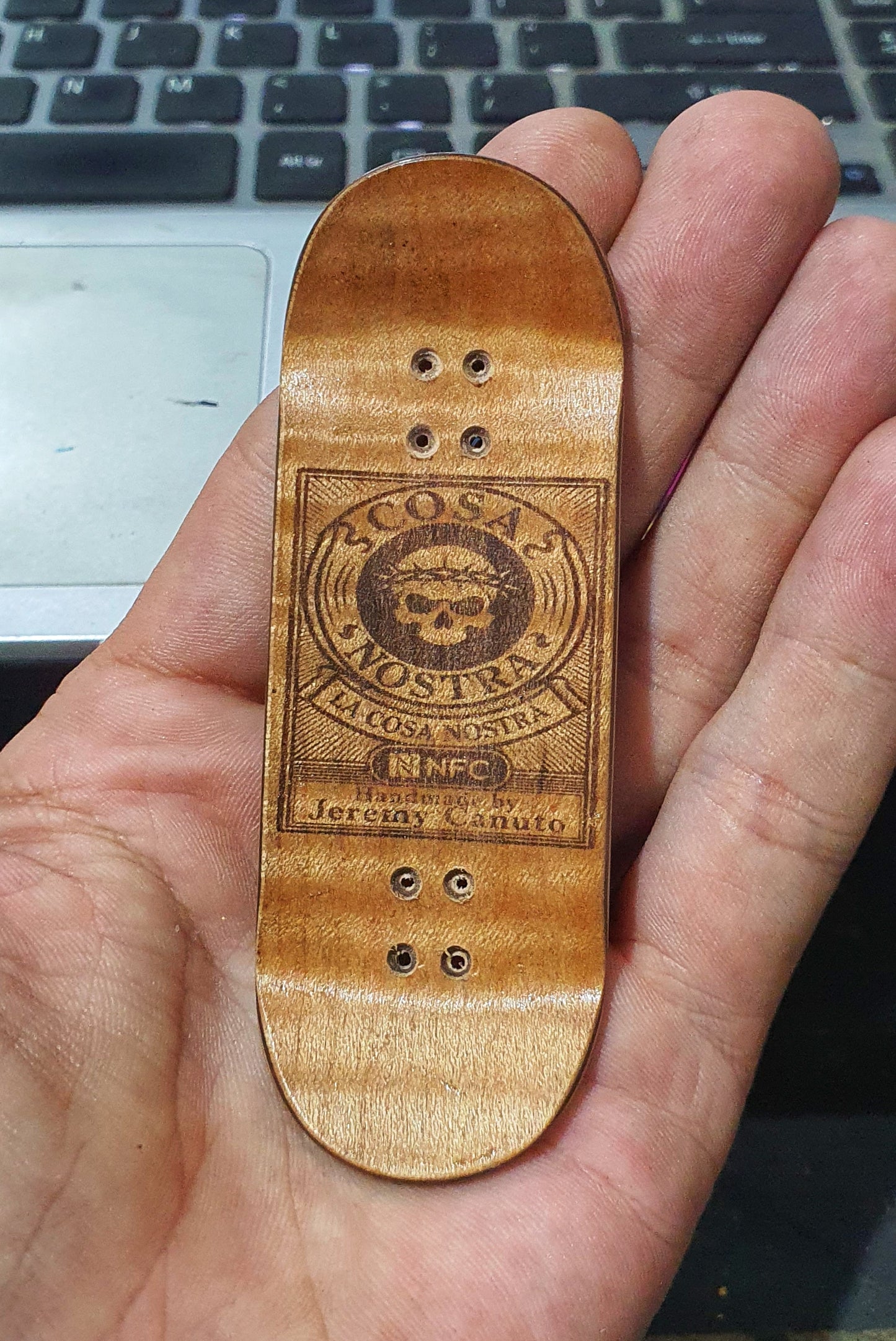 Cosa Nostra Handmade "Hateful Sun" 34mm Fingerboard. NFC enabled.