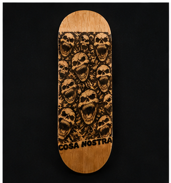 Cosa Nostra Handmade 34mm "Screaming Skulls" Fingerboard