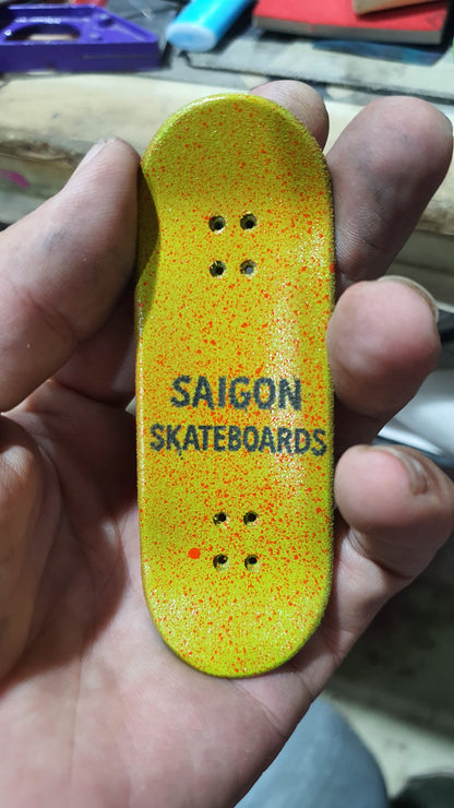 Saigon Skateboards 5-ply Canadian Maple Fingerboard 33mmx97mm Popsicle Shape Custom "black hole sun"