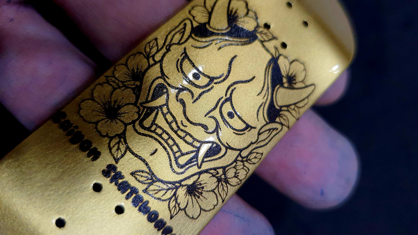 Saigon Skateboards "Gold Hannya" 32mm Fingerboard Deck