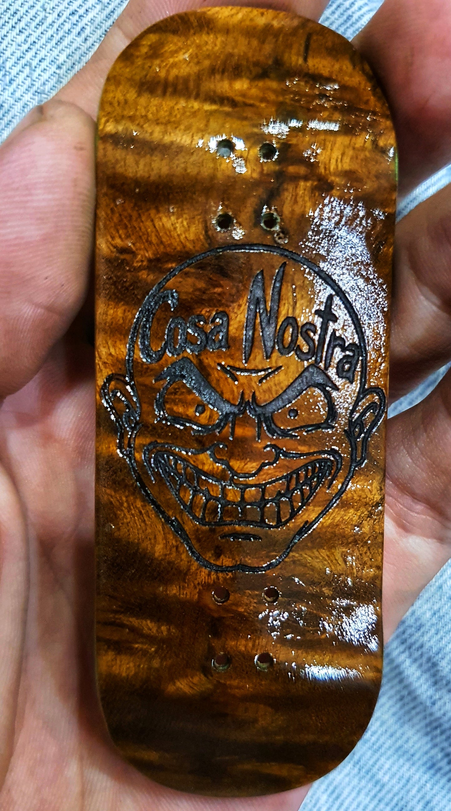 Cosa Nostra Handmade 7-ply Canadian Maple,Ebony,White Oak and Burl Fingerboard. 34mmx98mm Boxy Popsicle Shape