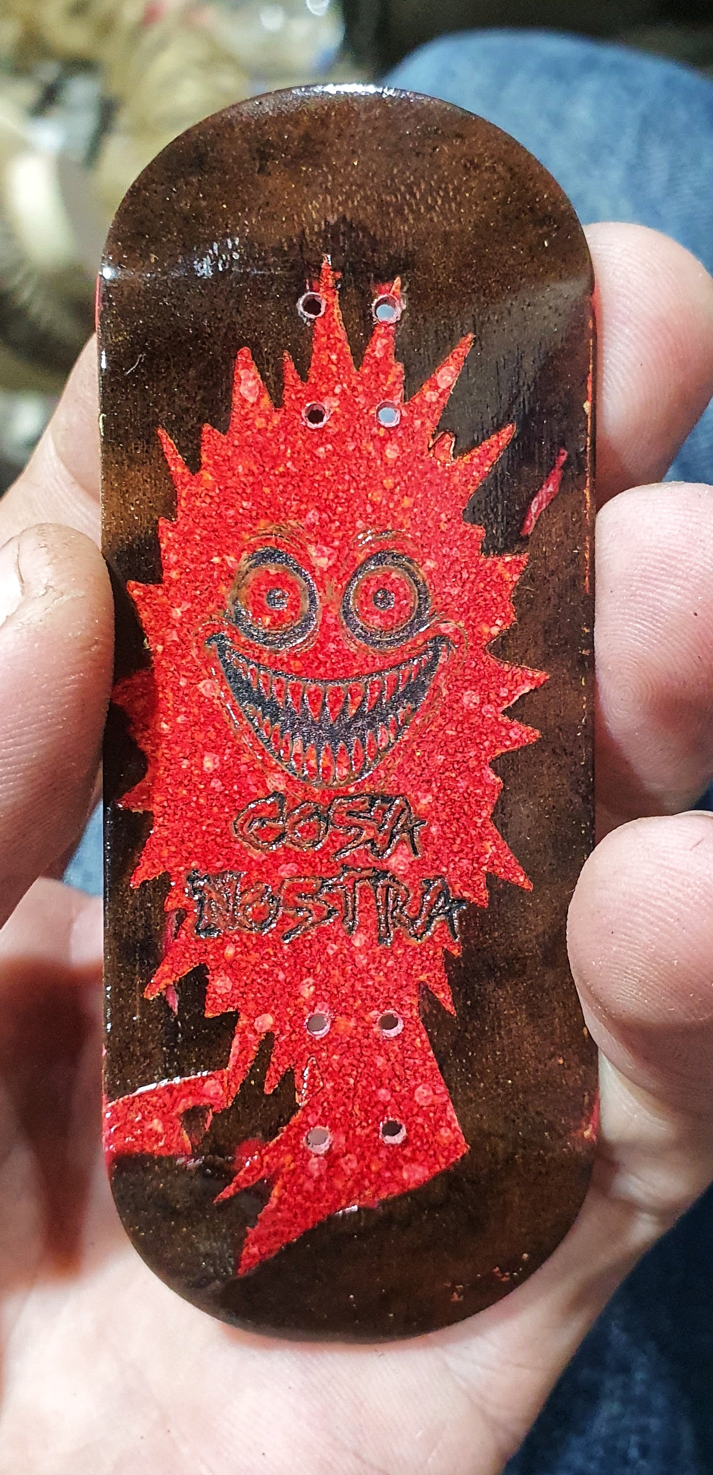 Cosa Nostra Handmade 34mm Burl Smiley Fingerboard