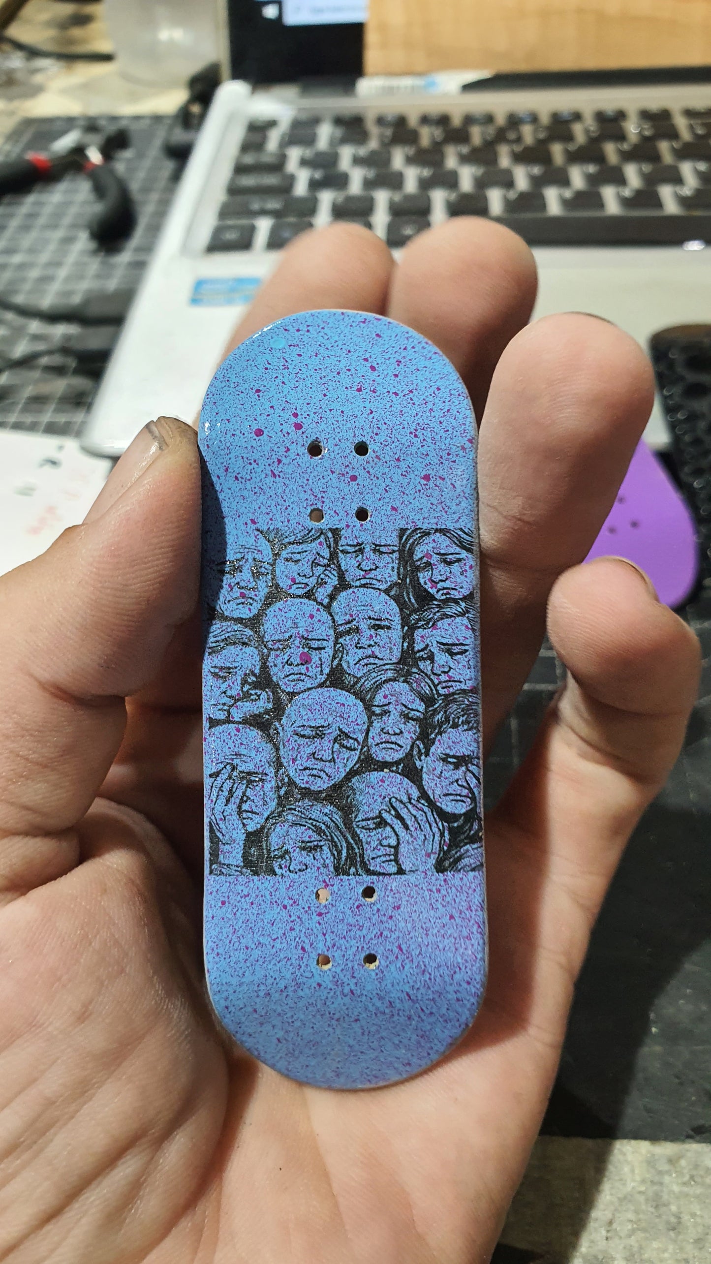 Saigon Skateboards 34mmx97mm 5-ply Canadian Maple Fingerboard "Faces of sadness "