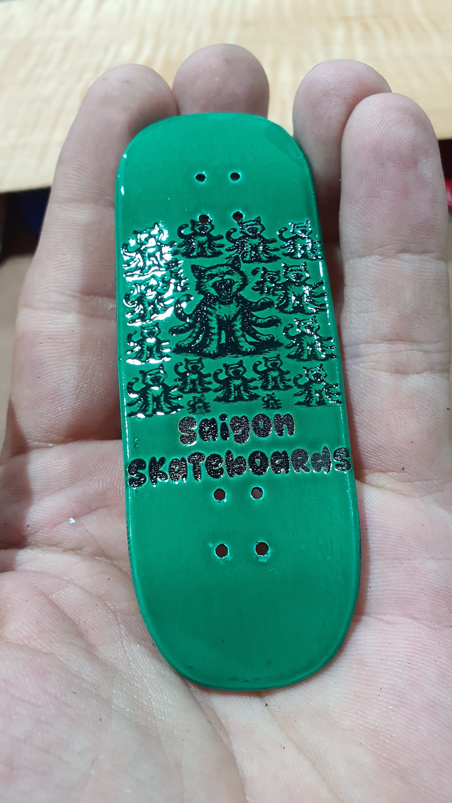 Saigon Skateboards "Cat o 9 arm" Fingerboard Deck – 5-Ply Canadian Maple 33.3mm Boxy Medium Concave