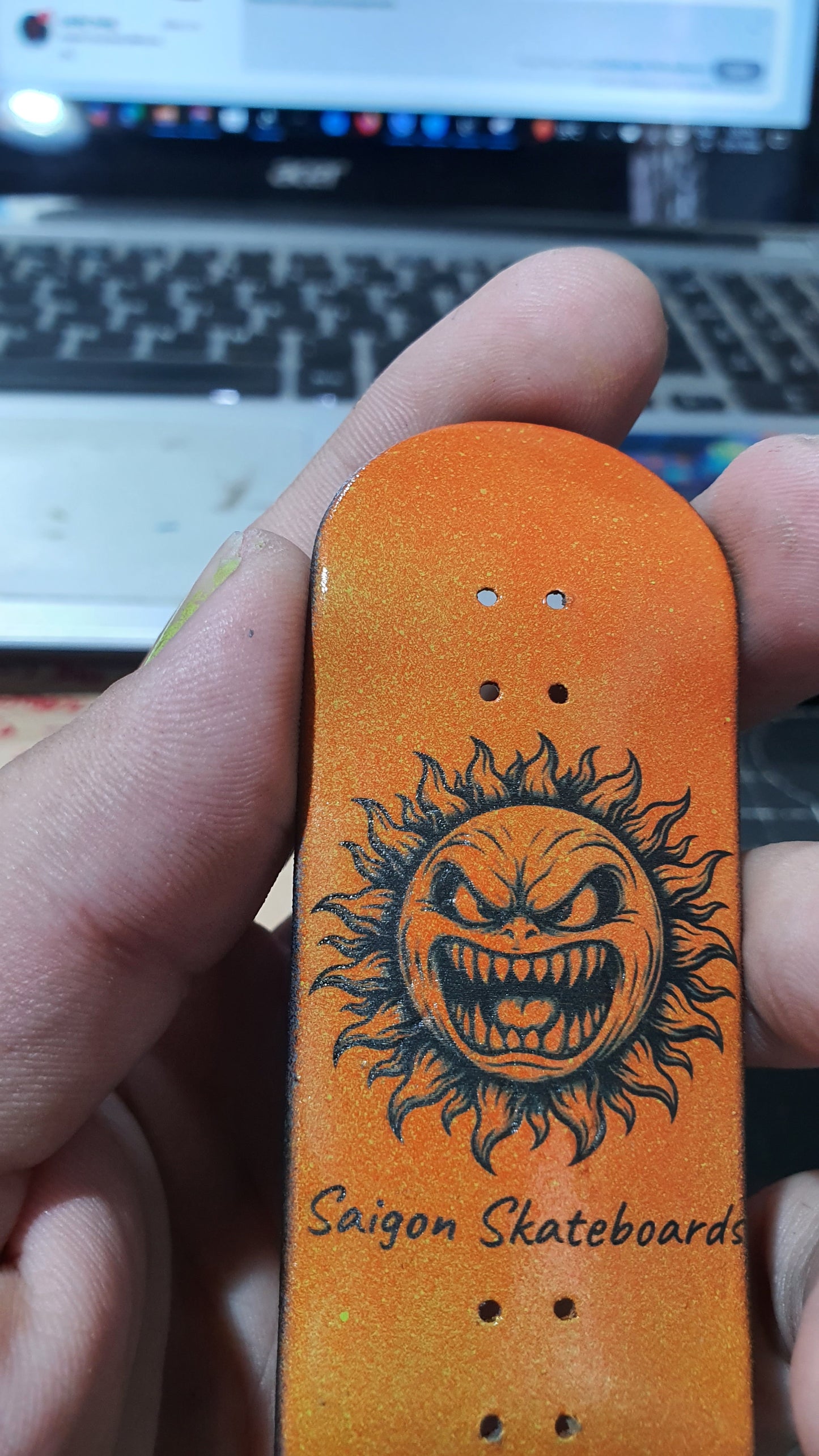 Saigon Skateboards 5-ply Canadian Maple Fingerboard 33mmx97mm Popsicle "Mr Sun"