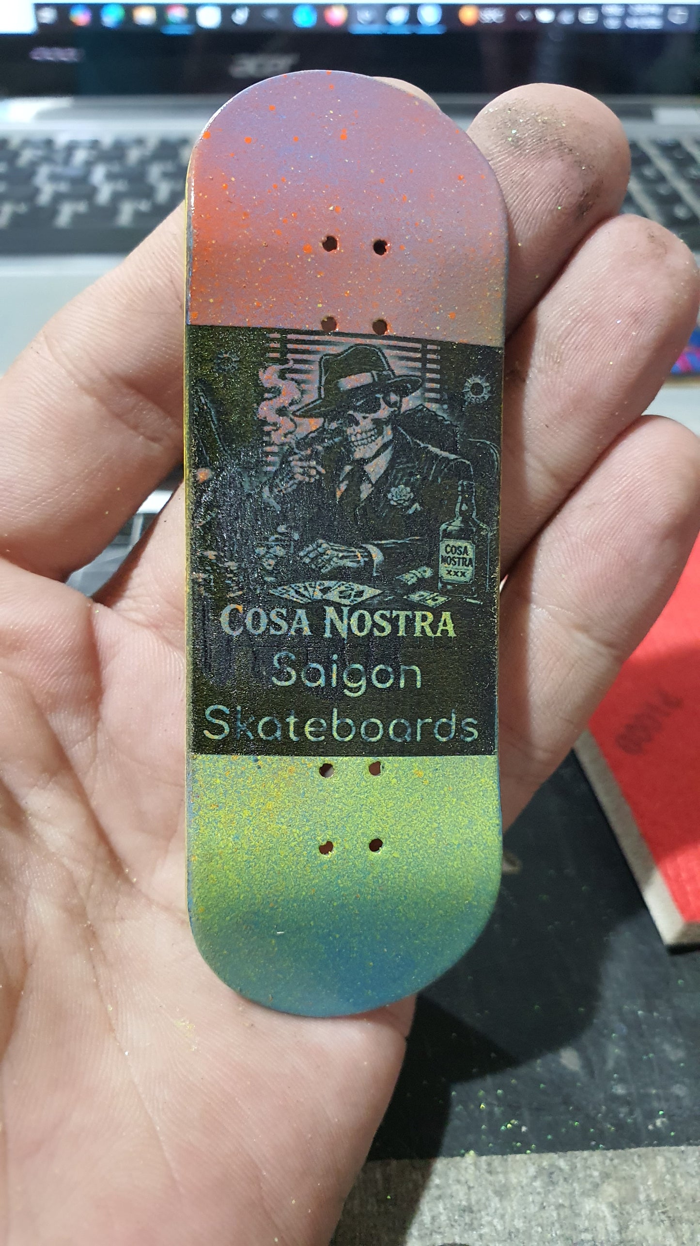 Saigon Skateboards 5-ply Canadian Maple Fingerboard 33mmx97mm Popsicle Shape Custom "office work"