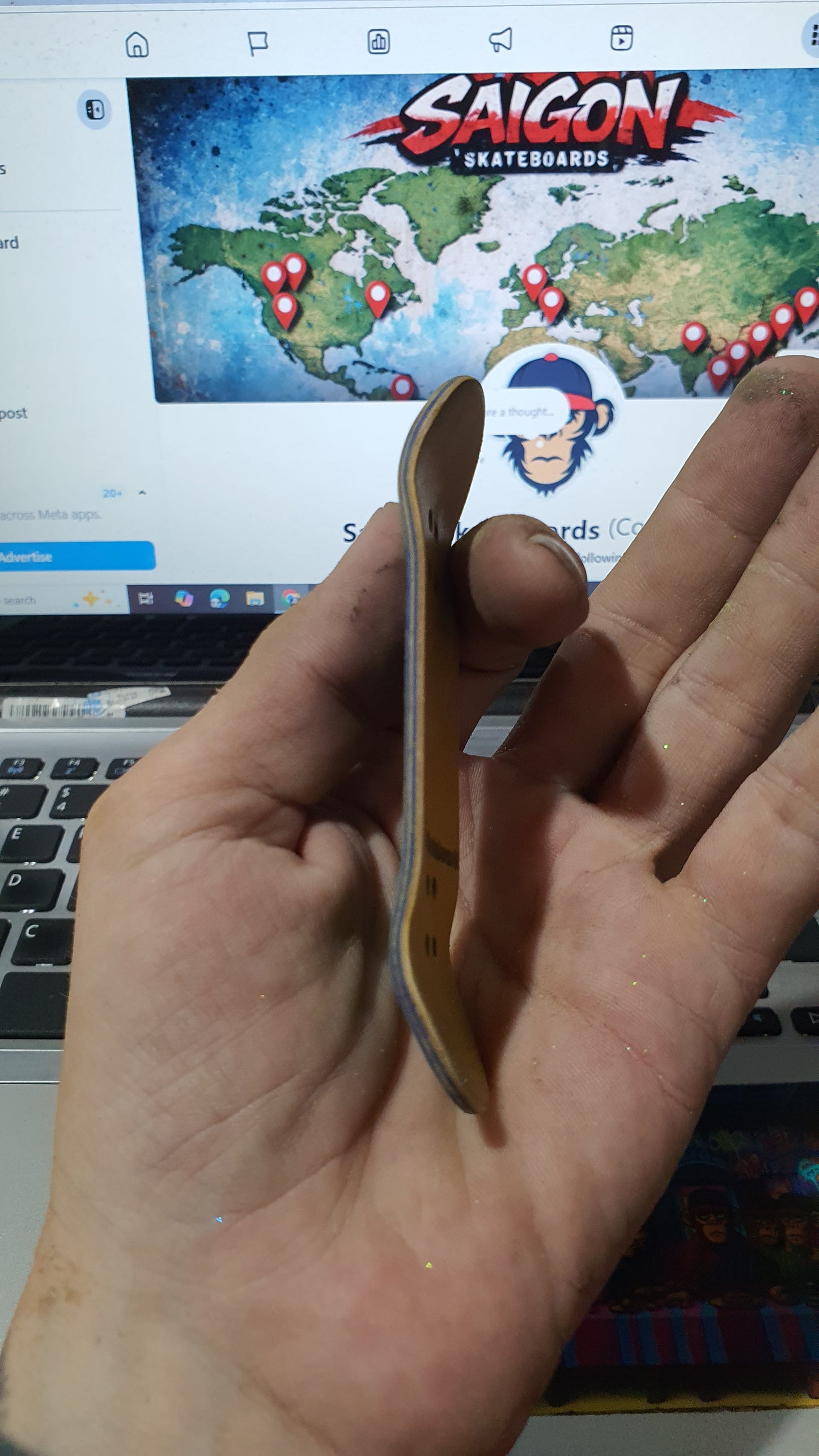 Saigon Skateboards 5-ply Canadian Maple Fingerboard 33mmx97mm Popsicle Shape Custom "office work"