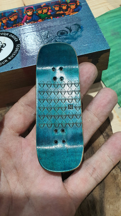 Cosa Nostra Handmade 5-Ply Fingerboard - Monkey Army Yellow Boxy Shape Maple, Mahogany & Engineered Veneer NFC Enabled