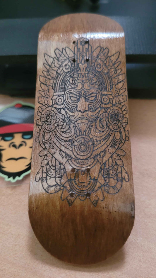 Elevate Your Skills with the Ornate Aztec Warrior Fingerboard Deck - 34mm