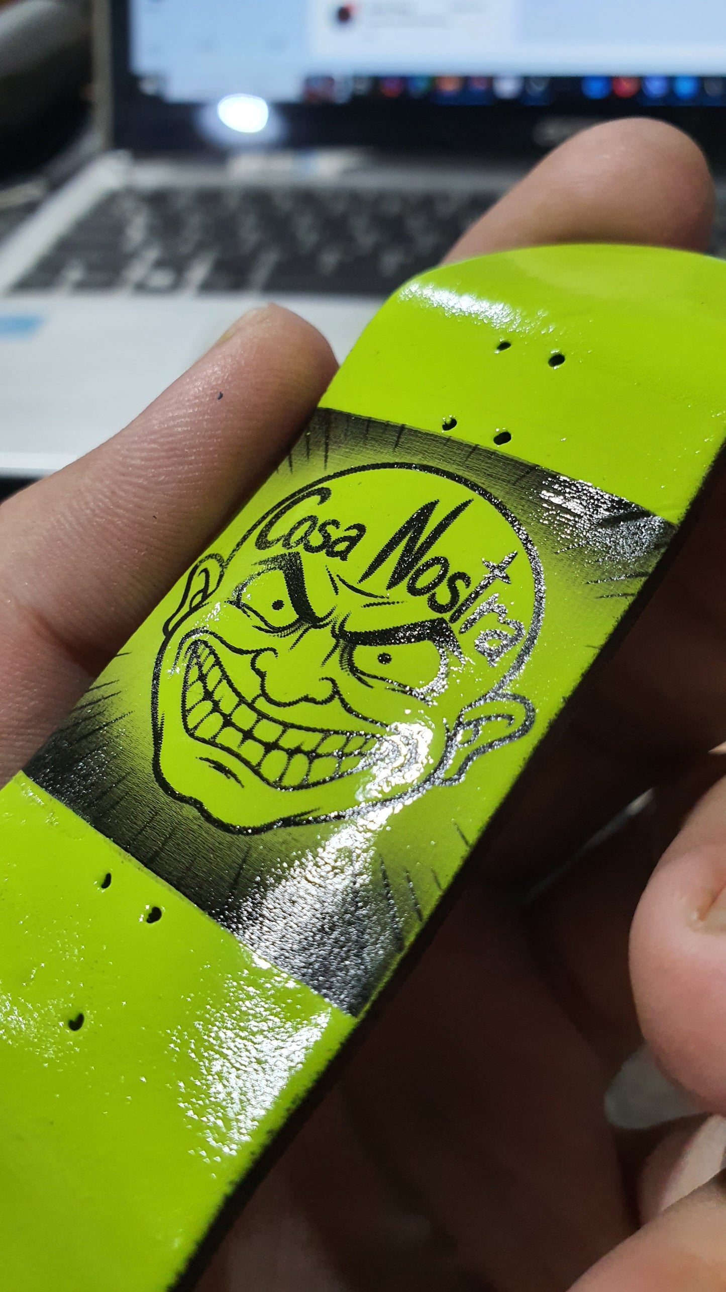 Saigon Skateboards 5-ply Canadian Maple Fingerboard 33mmx97mm Popsicle "Tattoo Face"