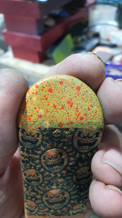 Saigon Skateboards 5-ply Canadian Maple Fingerboard 33mmx97mm Popsicle Shape Custom "black hole sun"