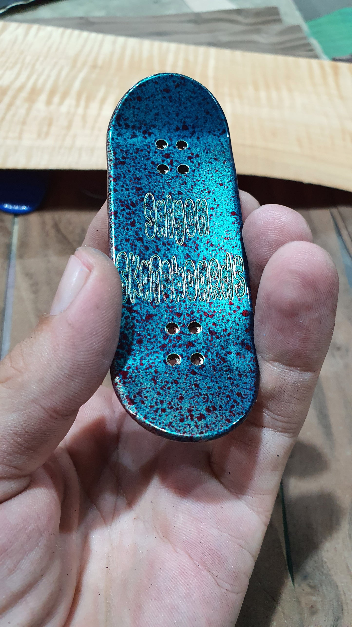 Saigon Skateboards "Dogs" Fingerboard Deck – 5-Ply Canadian Maple 33.3mm Popsicle Medium Concave
