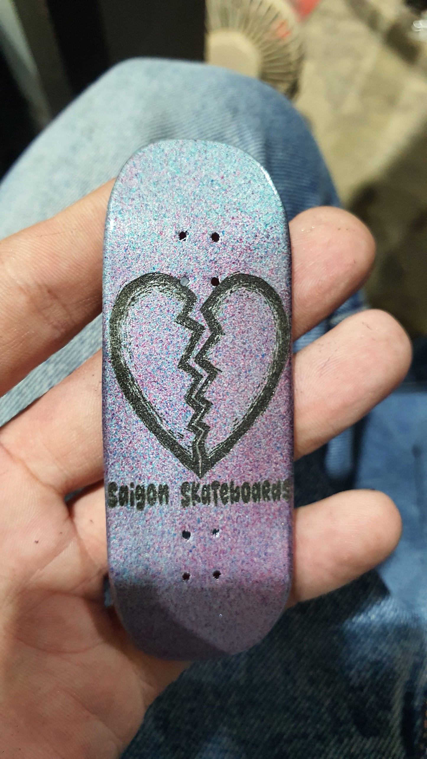 Saigon Skateboards "Broken Heart" 34mm Fingerboard Deck