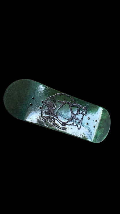 Saigon Skateboards "Invasion" 34mm Green Burl Fingerboard Deck