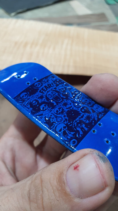 Saigon Skateboards "Fear" Fingerboard Deck – 5-Ply Canadian Maple 32mm Candy Blue
