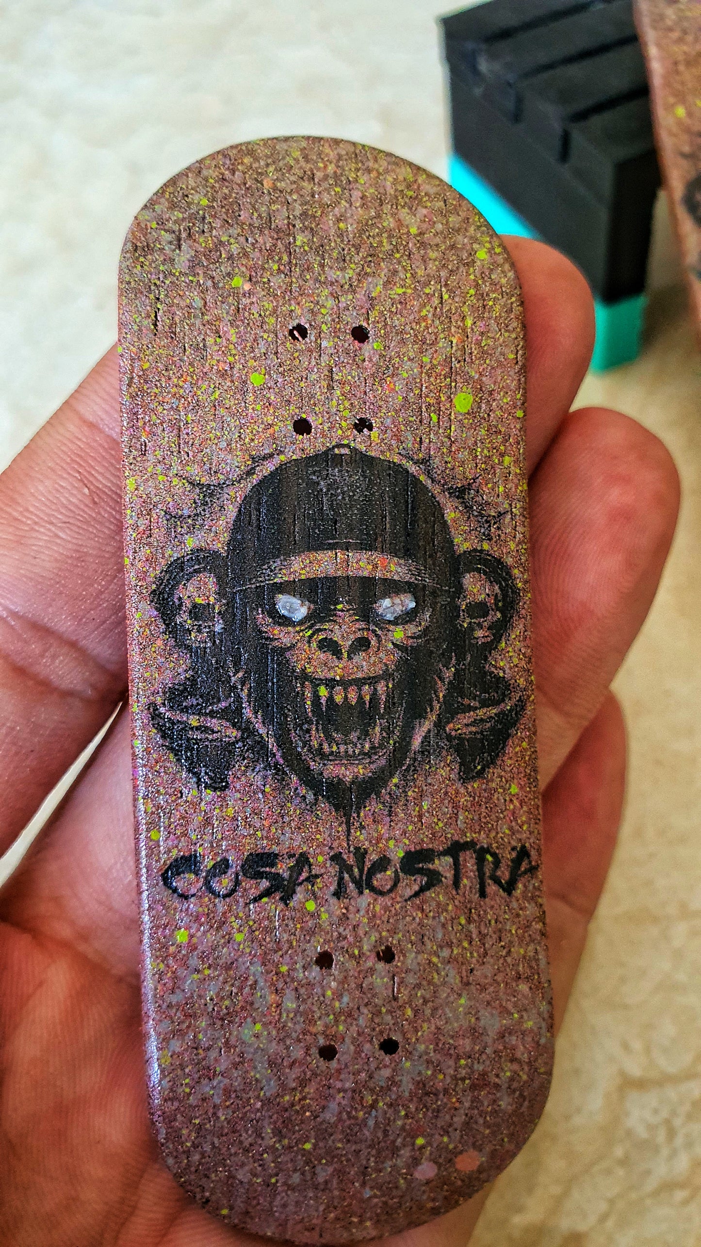 Cosa Nostra Handmade 34mmx98mm Limited Edition Logo Series Fingerboard Popsicle. Medium Concave & Kicks