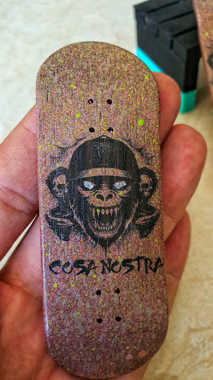 Cosa Nostra Handmade 34mmx98mm Limited Edition Logo Series Fingerboard Popsicle. Medium Concave & Kicks