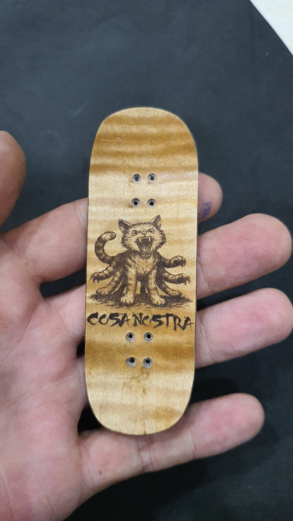 Cosa Nostra Handmade 7-ply Canadian Maple, Spalted Maple, Ebony & White Oak Fingerboard Skateboard 34mmx98mm Popsicle