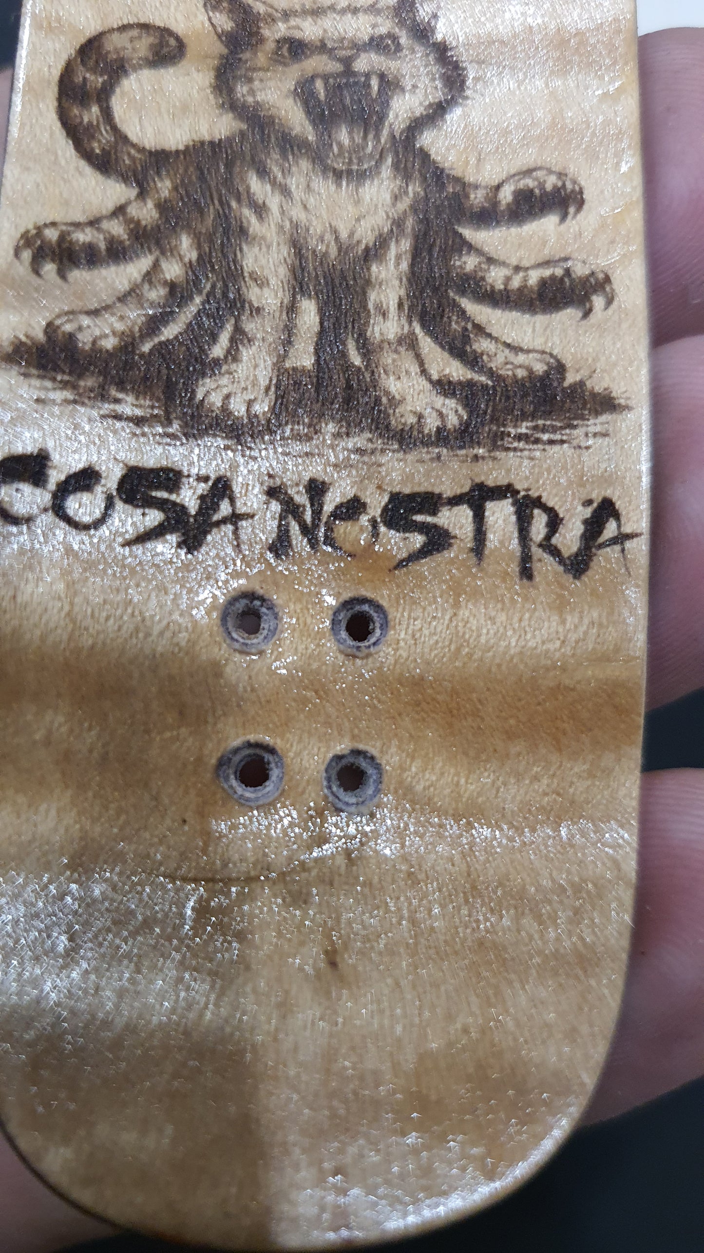 Cosa Nostra Handmade 7-ply Canadian Maple, Spalted Maple, Ebony & White Oak Fingerboard Skateboard 34mmx98mm Popsicle