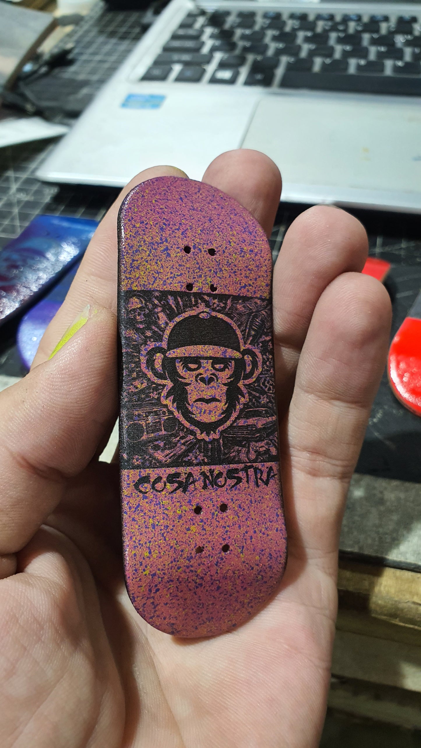 Saigon Skateboards 5-ply Canadian Maple Fingerboard 33mmx97mm Popsicle "Chaos"