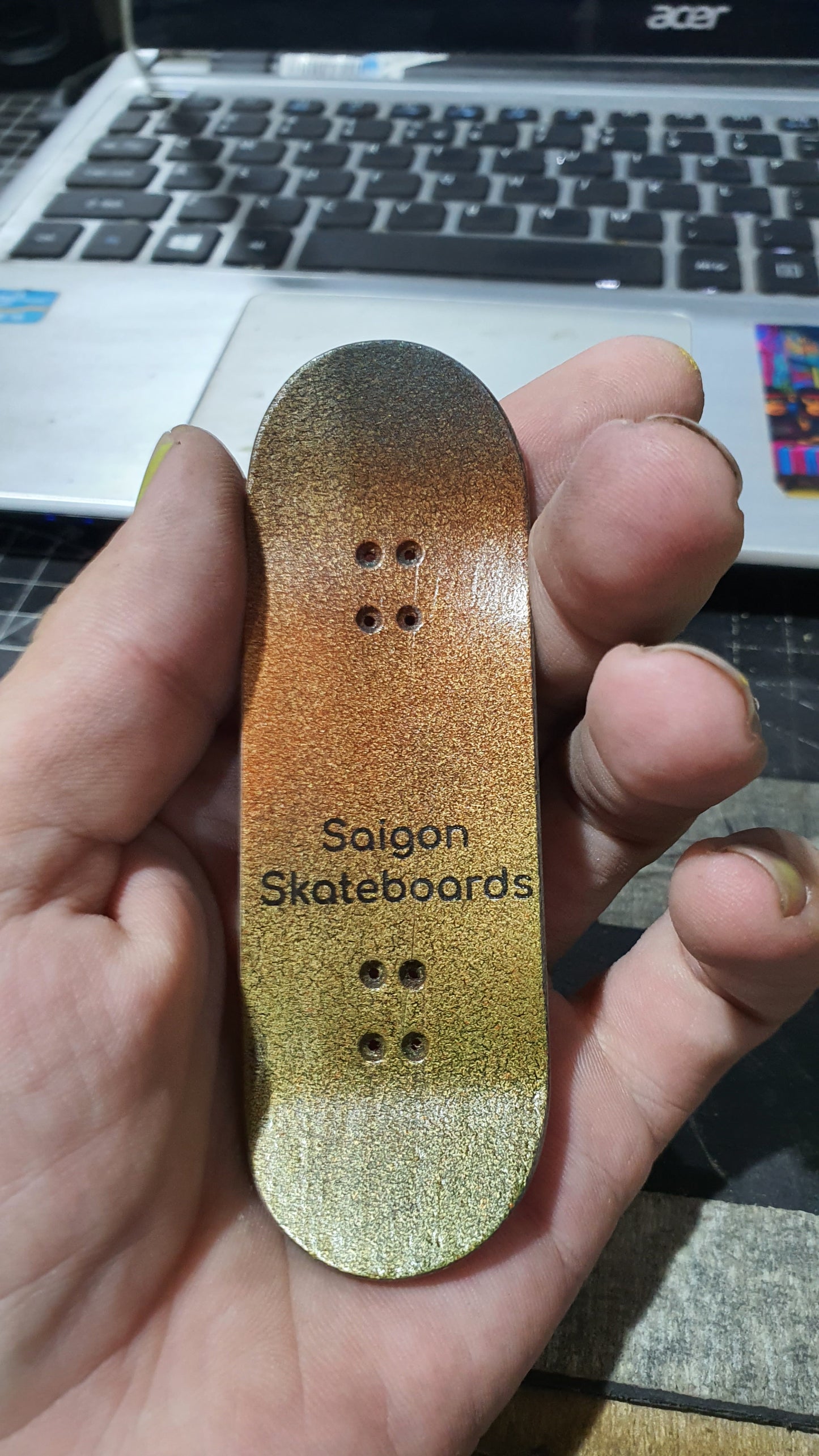 Saigon Skateboards 5-ply Canadian Maple Fingerboard 32mmx98mm Popsicle "Face"