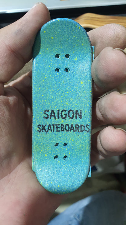 Saigon Skateboards 5-ply Canadian Maple Fingerboard 33mmx97mm Popsicle Shape Custom "Skull frequency"