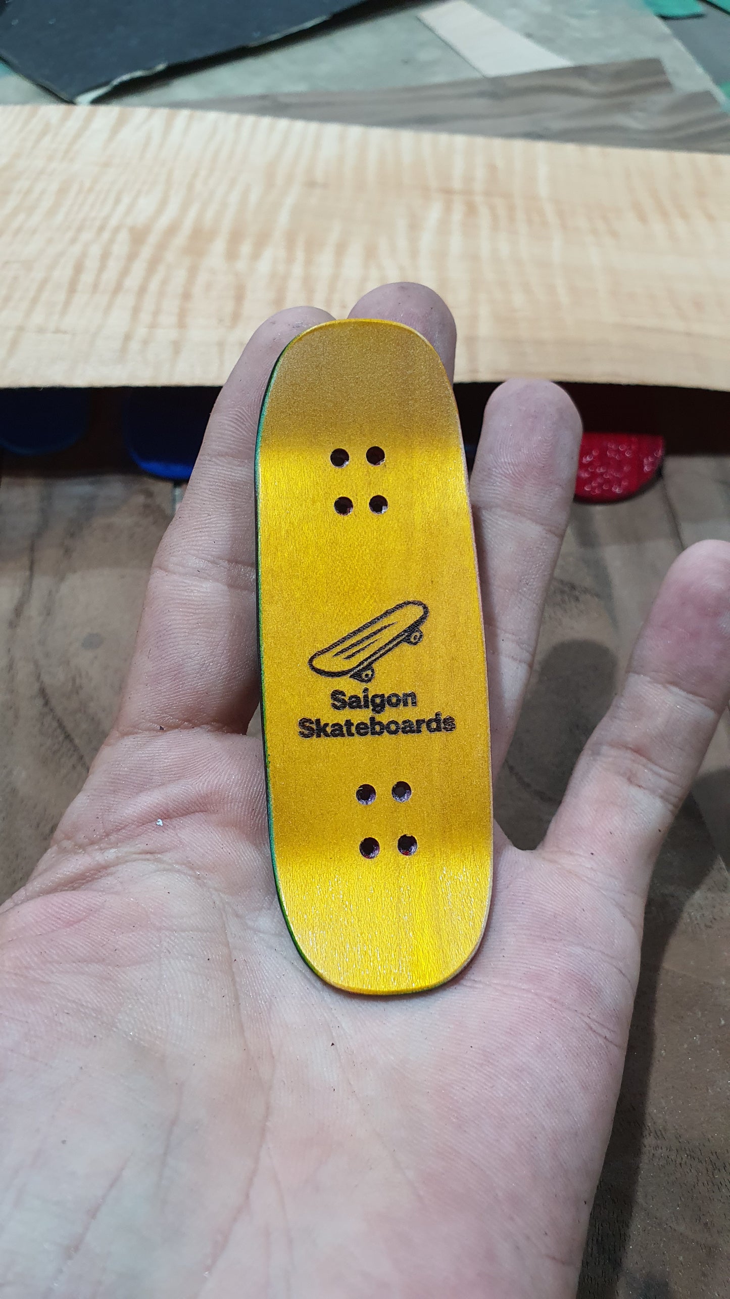 Saigon Skateboards "Cat o 9 arm" Fingerboard Deck – 5-Ply Canadian Maple 33.3mm Boxy Medium Concave