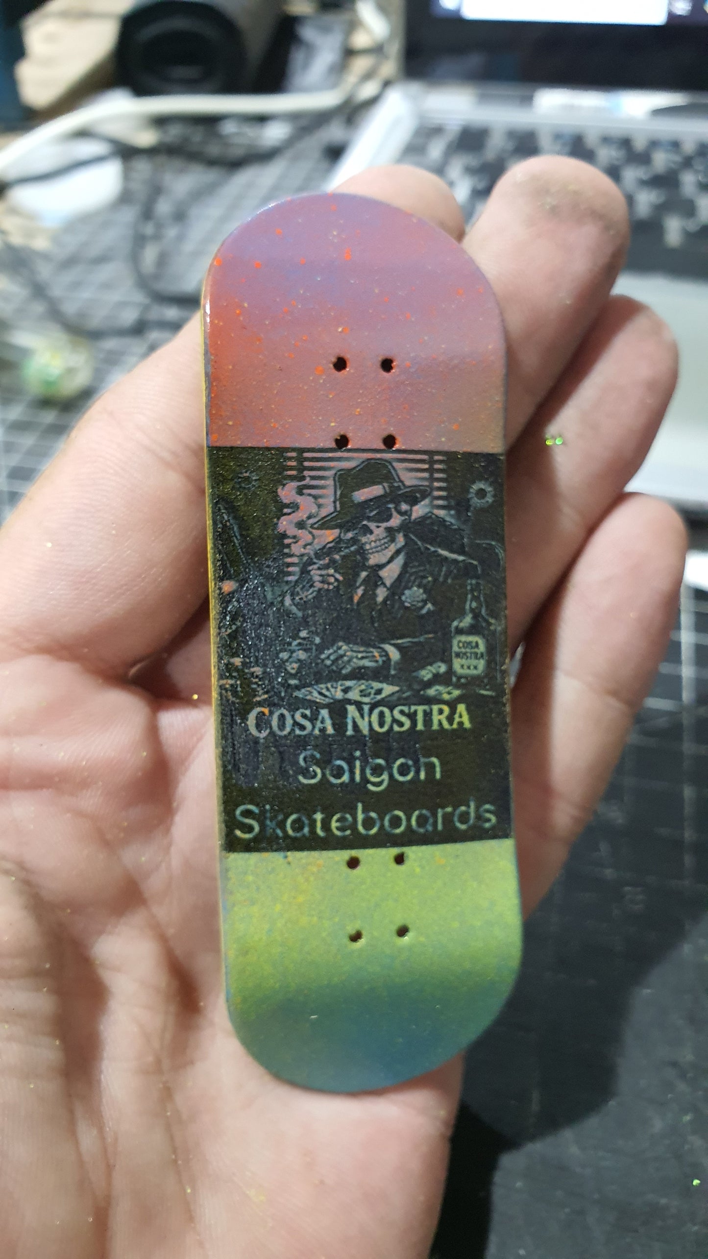 Saigon Skateboards 5-ply Canadian Maple Fingerboard 33mmx97mm Popsicle Shape Custom "office work"