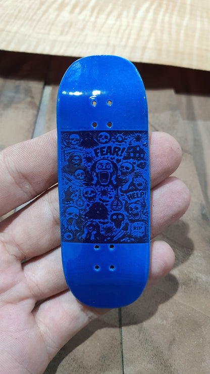 Saigon Skateboards "Fear" Fingerboard Deck – 5-Ply Canadian Maple 32mm Candy Blue