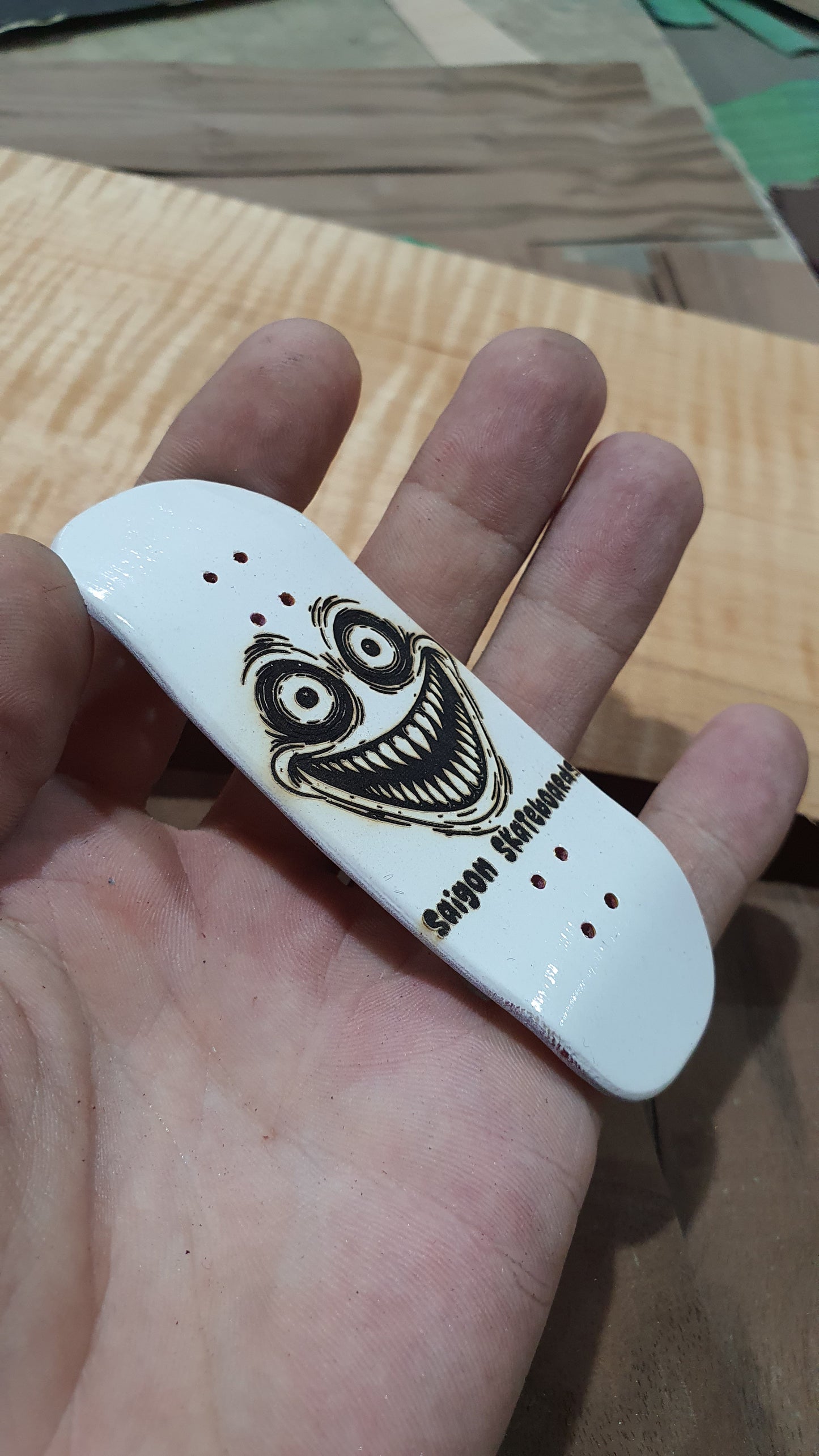 Saigon Skateboards "Bird" Fingerboard Deck – 5-Ply Canadian Maple 34mm Boxy Medium Concave
